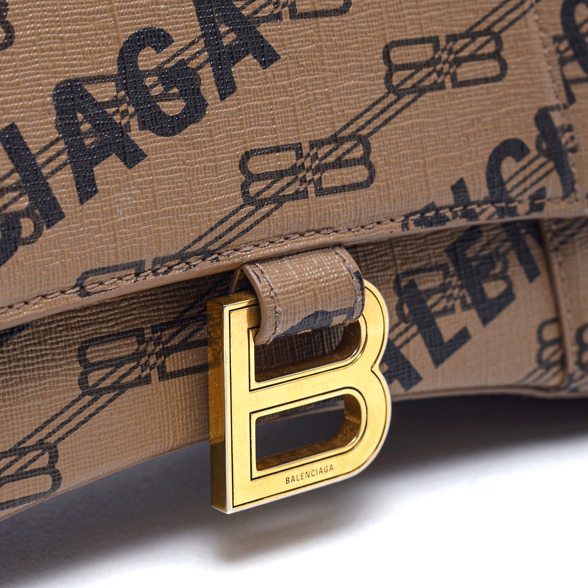 Balenciaga - BB Monogram Canvas Small Hourglass Top Handle Bag